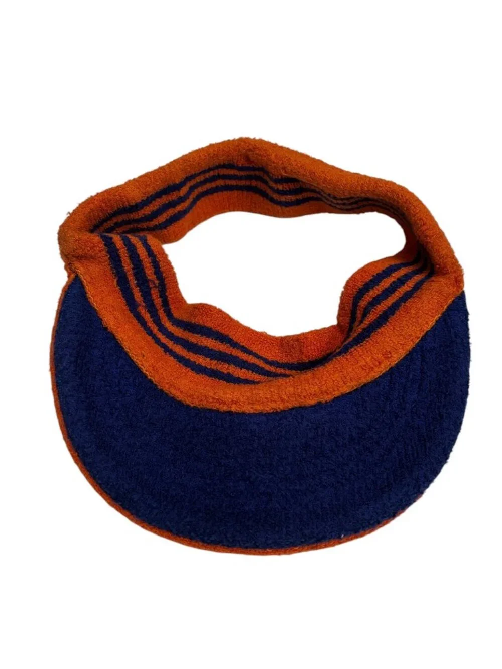 Vintage Adidas Terrycloth Orange & Blue Striped Sun Visor Cap